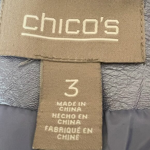 #174 Chico's Shiny Blue Dress Jacket Size 3 (16) - Picture 6 of 7